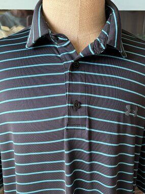Under Armour Men's Polo Shirt Large Playoff Stripe Golf Polo